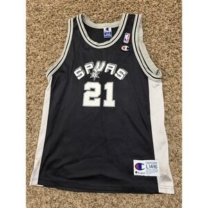 Vintage Champion Tim Duncan San Antonio Spurs Basketball Jersey Sz Youth Large